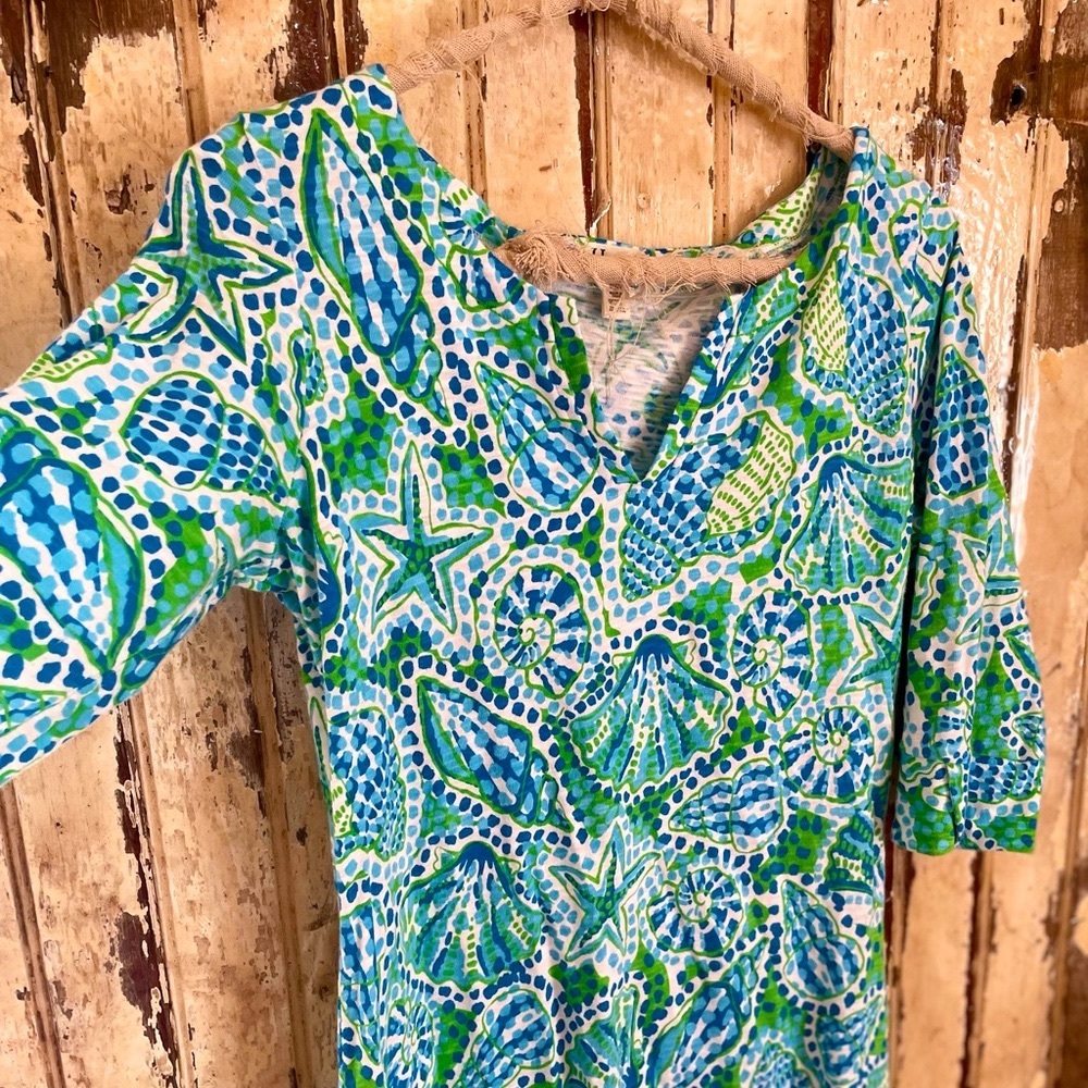 Hatley Blue Green Quarter Sleeve Shell Dress